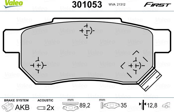 Valeo 301053 - Brake Pad Set, disc brake parts5.com