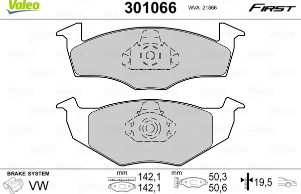 Valeo 301066 - Komplet pločica, disk-kočnica parts5.com