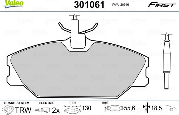 Valeo 301061 - Brake Pad Set, disc brake parts5.com