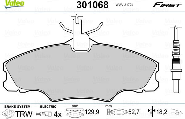 Valeo 301068 - Brake Pad Set, disc brake parts5.com