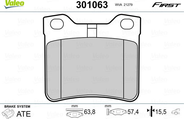 Valeo 301063 - Juego de pastillas de freno parts5.com