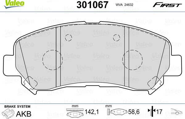 Valeo 301067 - Σετ τακάκια, δισκόφρενα parts5.com