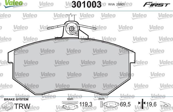 Valeo 301003 - Set placute frana,frana disc parts5.com