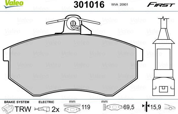 Valeo 301016 - Set placute frana,frana disc parts5.com