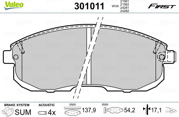 Valeo 301011 - Set placute frana,frana disc parts5.com