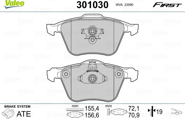 Valeo 301030 - Set placute frana,frana disc parts5.com