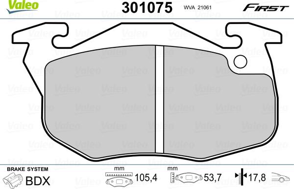 Valeo 301075 - Brake Pad Set, disc brake parts5.com