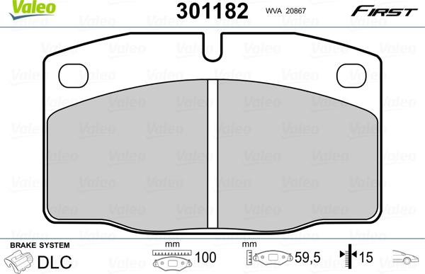 Valeo 301182 - Σετ τακάκια, δισκόφρενα parts5.com