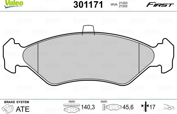 Valeo 301171 - Set placute frana,frana disc parts5.com