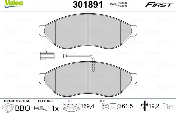 Valeo 301891 - Set placute frana,frana disc parts5.com