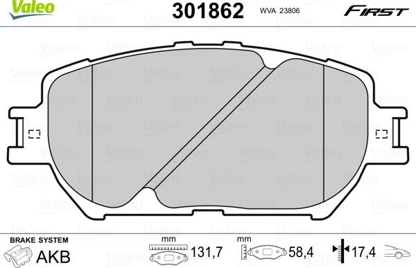 Valeo 301862 - Set placute frana,frana disc parts5.com