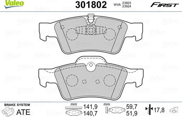 Valeo 301802 - Komplet pločica, disk-kočnica parts5.com