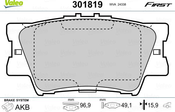 Valeo 301819 - Komplet pločica, disk-kočnica parts5.com