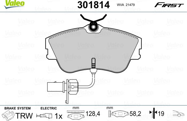 Valeo 301814 - Set placute frana,frana disc parts5.com