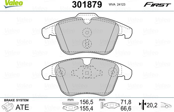 Valeo 301879 - Piduriklotsi komplekt,ketaspidur parts5.com