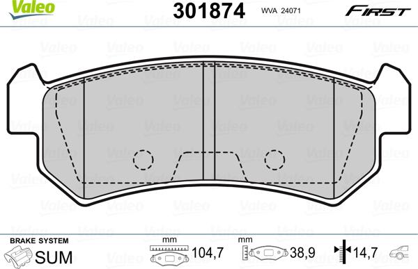 Valeo 301874 - Set placute frana,frana disc parts5.com