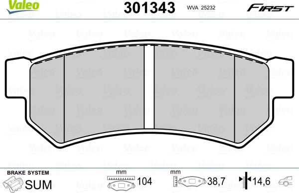 Valeo 301343 - Set placute frana,frana disc parts5.com