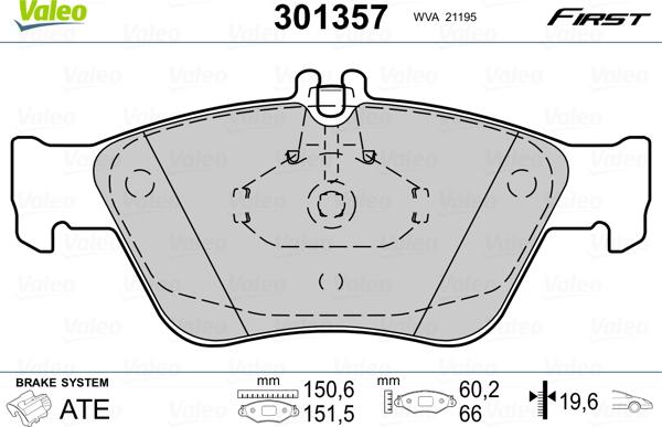 Valeo 301357 - Brake Pad Set, disc brake parts5.com