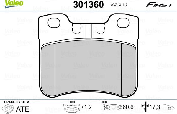 Valeo 301360 - Brake Pad Set, disc brake parts5.com