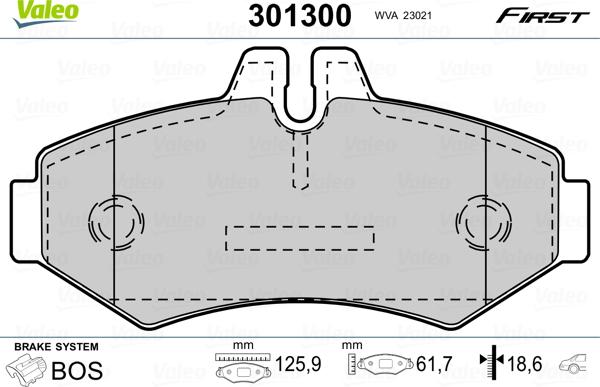 Valeo 301300 - Zestaw klocków hamulcowych, hamulce tarczowe parts5.com