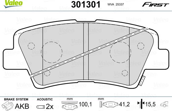 Valeo 301301 - Fren balata seti, diskli fren parts5.com