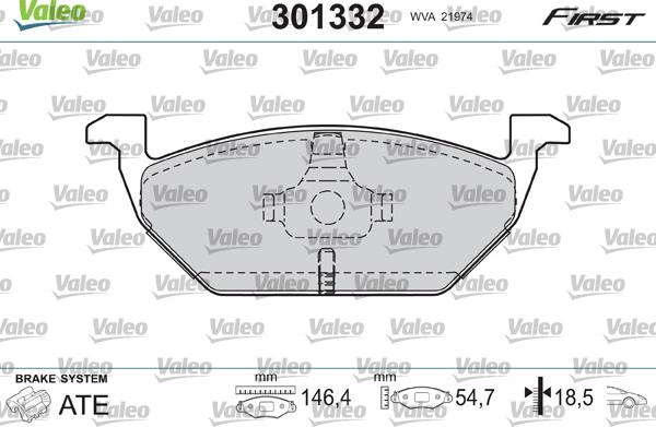 Valeo 301332 - Juego de pastillas de freno parts5.com