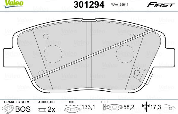 Valeo 301294 - Brake Pad Set, disc brake parts5.com