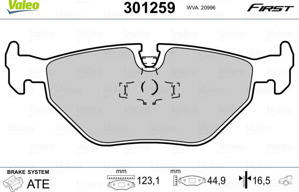 Valeo 301259 - Juego de pastillas de freno parts5.com