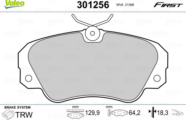 Valeo 301256 - Σετ τακάκια, δισκόφρενα parts5.com