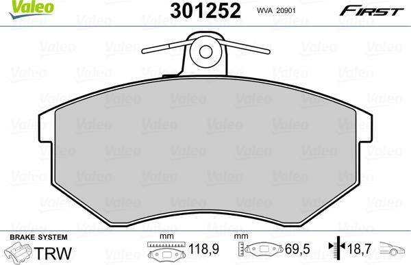 Valeo 301252 - Set placute frana,frana disc parts5.com