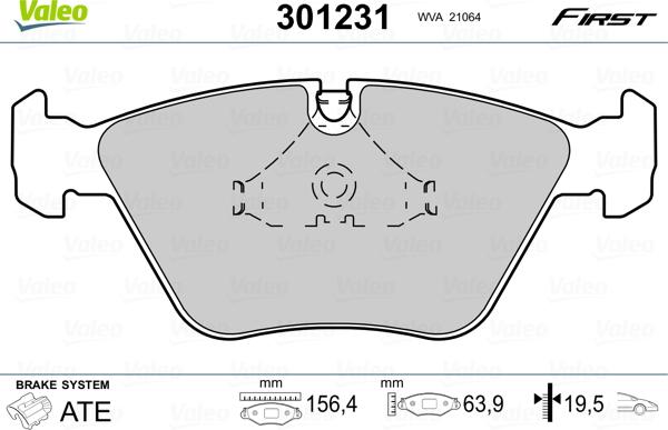 Valeo 301231 - Juego de pastillas de freno parts5.com