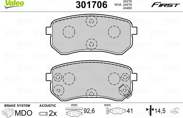 Valeo 301706 - Set placute frana,frana disc parts5.com