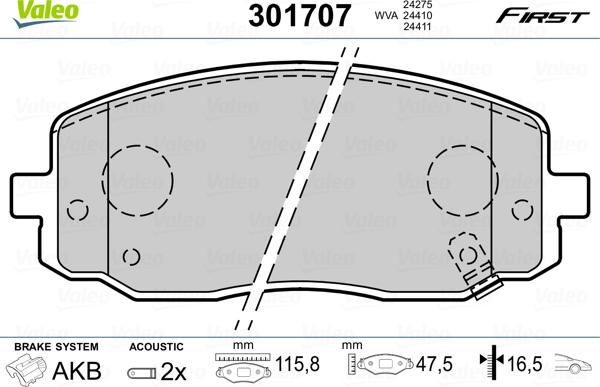 Valeo 301707 - Set placute frana,frana disc parts5.com