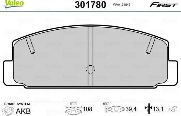 Valeo 301780 - Set placute frana,frana disc parts5.com