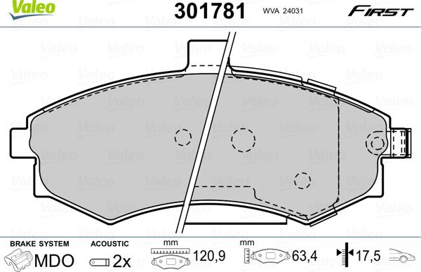 Valeo 301781 - Set placute frana,frana disc parts5.com