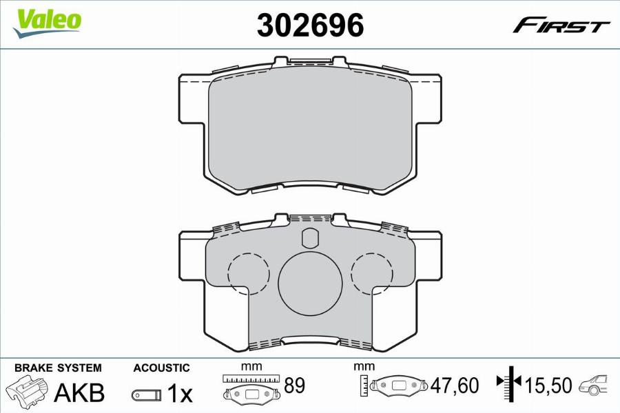 Valeo 302696 - Bremsbelagsatz, Scheibenbremse parts5.com