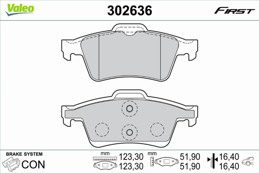 Valeo 302636 - Fékbetétkészlet, tárcsafék parts5.com