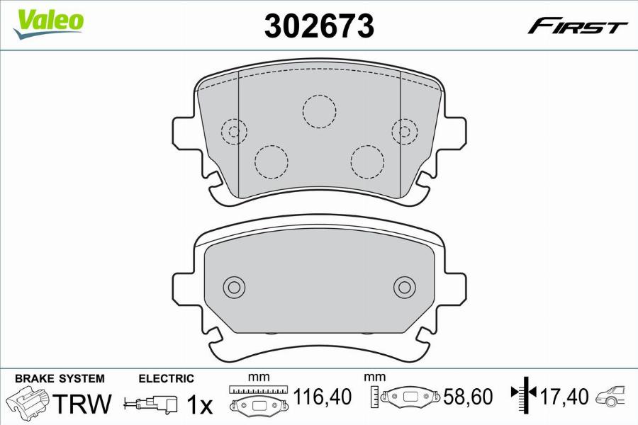 Valeo 302673 - Brake Pad Set, disc brake parts5.com