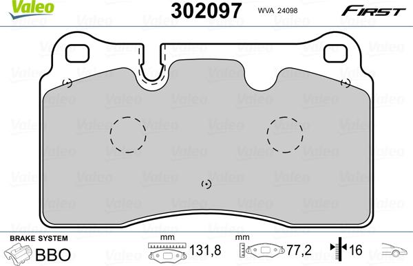 Valeo 302097 - Set placute frana,frana disc parts5.com