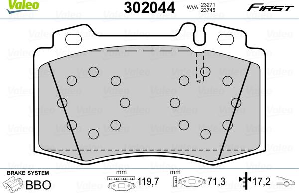 Valeo 302044 - Σετ τακάκια, δισκόφρενα parts5.com