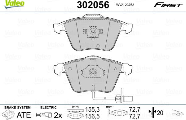 Valeo 302056 - Set placute frana,frana disc parts5.com