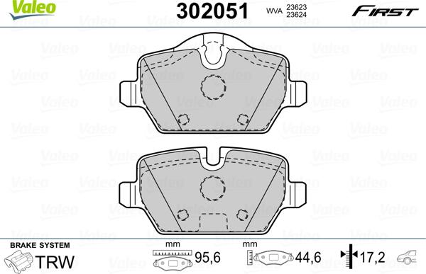 Valeo 302051 - Σετ τακάκια, δισκόφρενα parts5.com