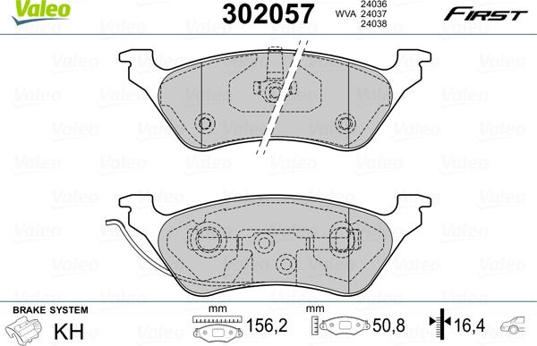 Valeo 302 057 - Set placute frana,frana disc parts5.com