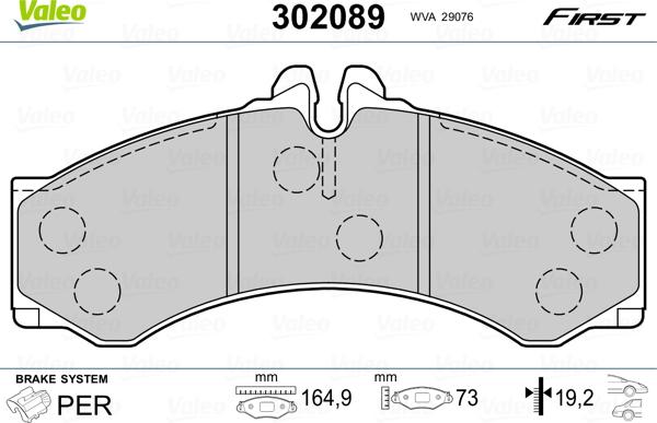 Valeo 302089 - Juego de pastillas de freno parts5.com