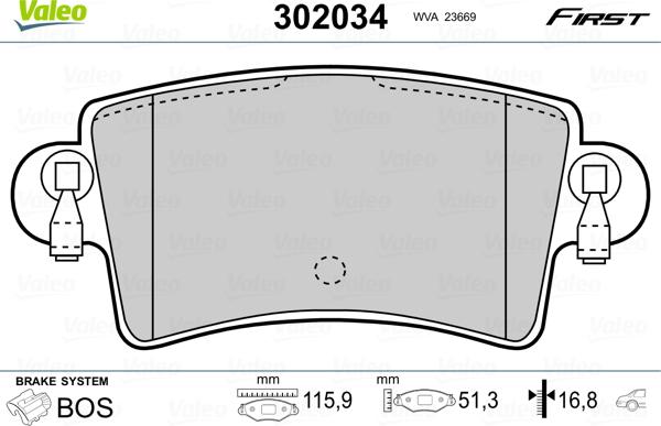 Valeo 302034 - Set placute frana,frana disc parts5.com