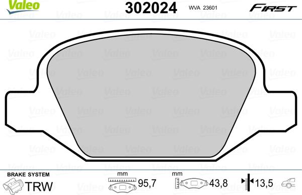 Valeo 302024 - Set placute frana,frana disc parts5.com