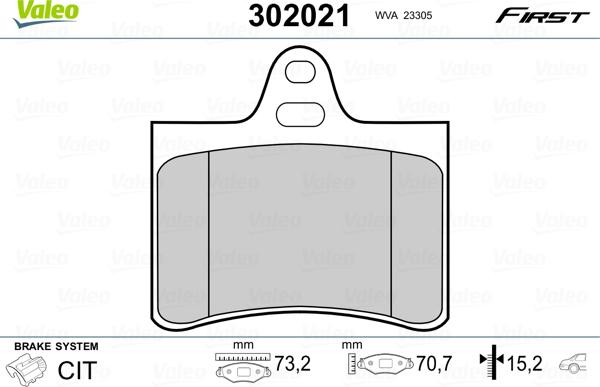 Valeo 302021 - Set placute frana,frana disc parts5.com