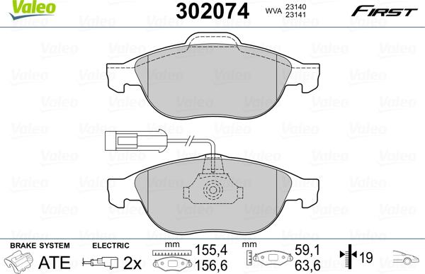 Valeo 302074 - Set placute frana,frana disc parts5.com