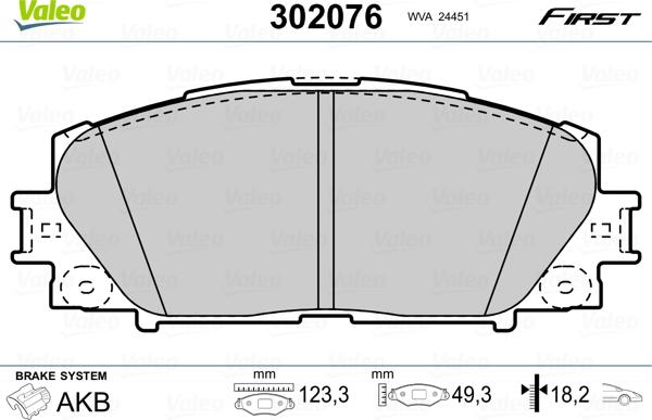 Valeo 302076 - Zestaw klocków hamulcowych, hamulce tarczowe parts5.com