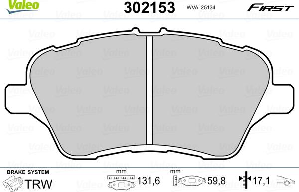 Valeo 302153 - Set placute frana,frana disc parts5.com